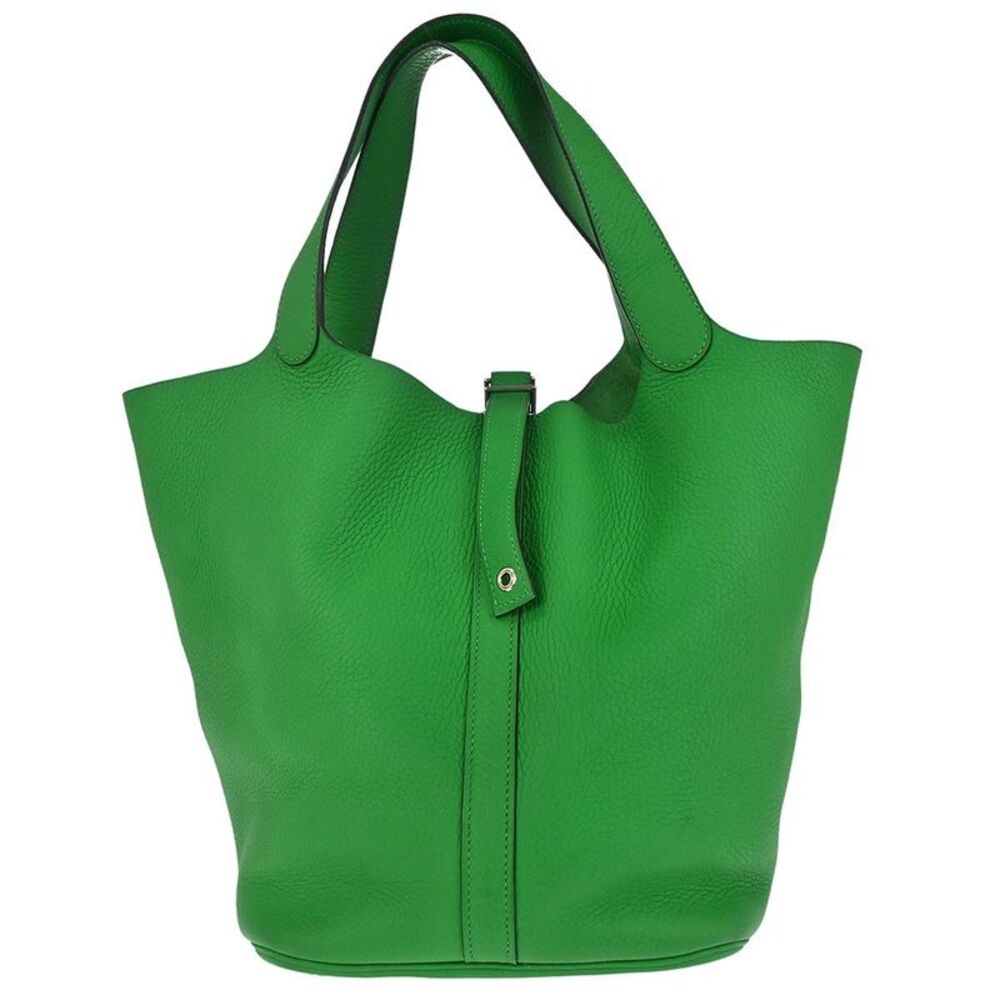 Hermes Picotin Lock Clemence Green Leather Handbag
